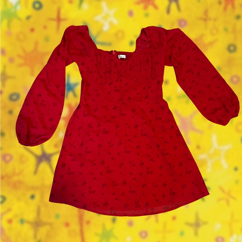 Hollister Ruched Sweetheart Dress Red